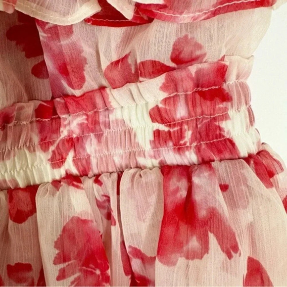 MISA LOS ANGELES Isella Floral Ruffle Georgette Mini Dress Pink White Size S NWT - Picture 14 of 16